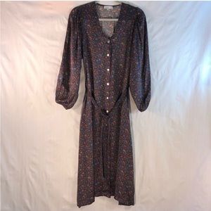 FRNCH Paris Multi Color Sheath Dress Button Front 3/4 Blouson Sleeves XS